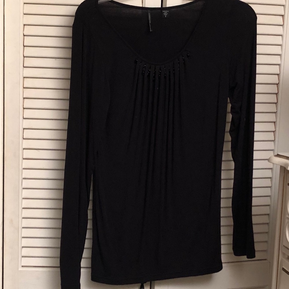 ISDA & Company Long Sleeve Black Top with Inset Button Accents Small